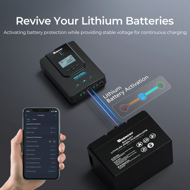 Renogy Rover Li 40A MPPT Solar Charge Controller – Max Efficiency, Battery Protection & Remote Monitoring