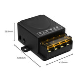 12V wireless remote control switch unit showing compact dimensions for vehicle and caravan installations