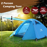 2-Person Lightweight Waterproof Camping Tent – Blue | Hiking, Backpacking, Cycling Ready