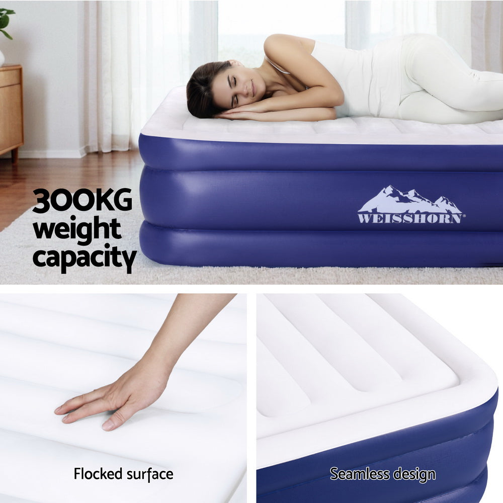Weisshorn King Air Mattress – Inflatable Bed with Built-In AC Pump