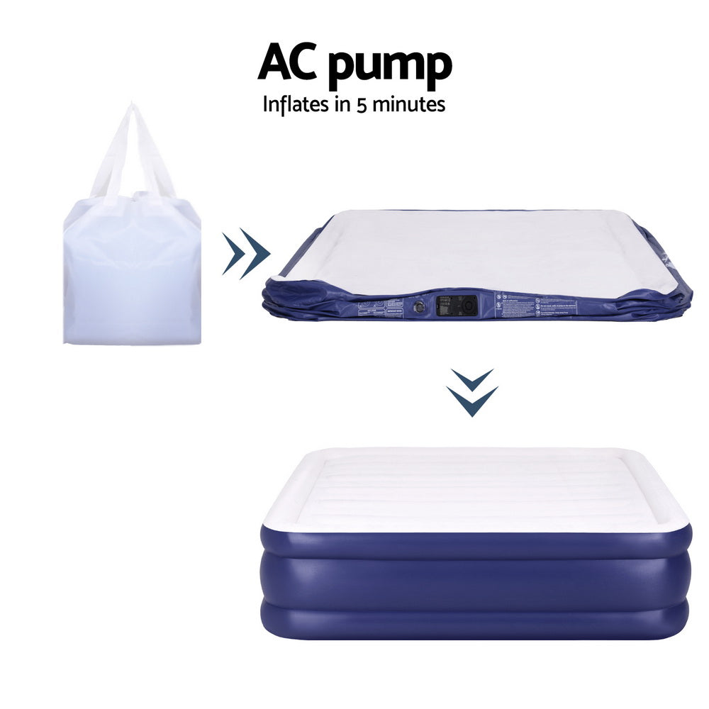 Weisshorn King Air Mattress – Inflatable Bed with Built-In AC Pump