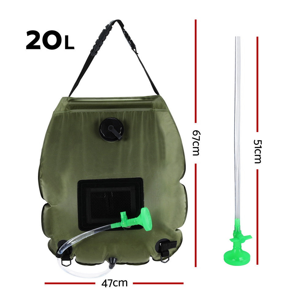 Weisshorn Camping Shower Bag 20L – Set of 2 (Green & Black)