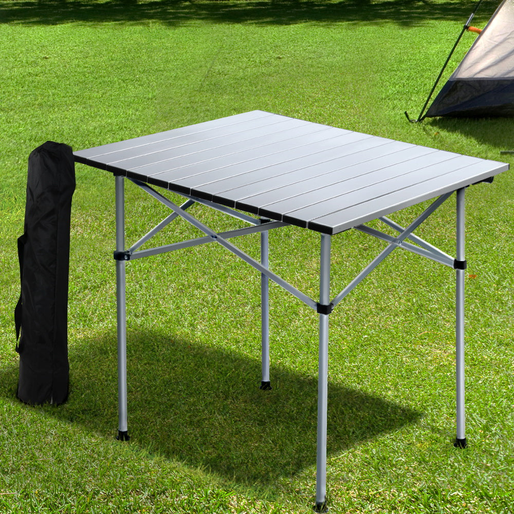 Weisshorn Folding Camping Table 70cm – Roll-Up Aluminium Picnic Table for Outdoor BBQ & Camping
