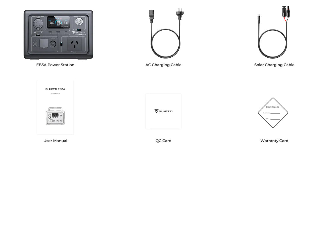 BLUETTI EB3A Portable Power Station – 600W AC Output, 268Wh LiFePO4, Fast Charging & App Control