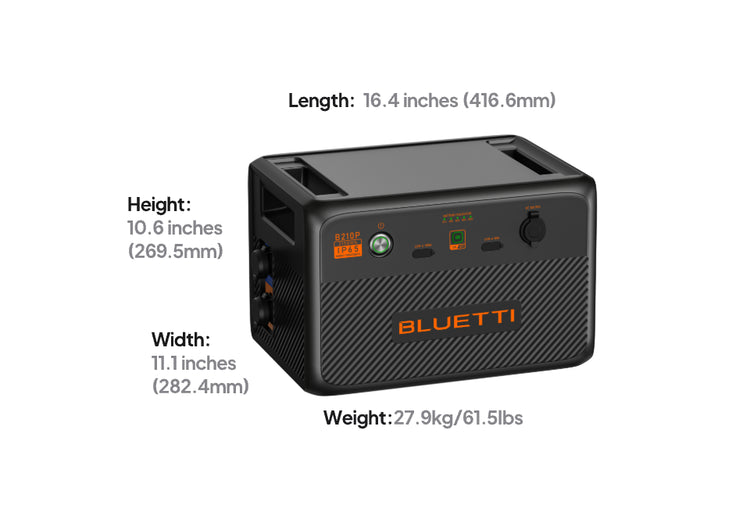 BLUETTI B210P Expansion Battery – 2,150Wh IP65 Water & Dustproof, LiFePO₄, USB & 12V Outputs, 6-Year Warranty