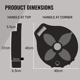 25mm Flat Out Sullage Hose: 9m on Narrow Multi-Reel graphic showing dimensions and size