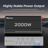Renogy 12V 2000W Pure Sine Wave Inverter – Dual Power Switching, Grid Priority & 4000W Surge