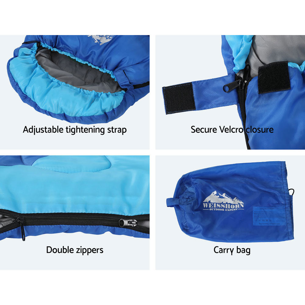 Weisshorn Kids Thermal Sleeping Bag | Lightweight, Water-Resistant & Cosy for Camping and Hiking – Blue