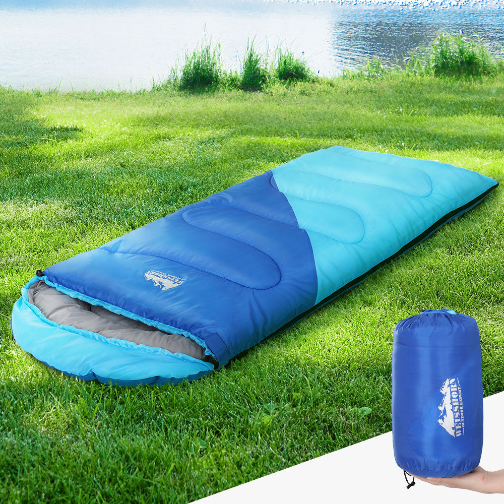 Weisshorn Kids Thermal Sleeping Bag | Lightweight, Water-Resistant & Cosy for Camping and Hiking – Blue