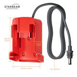 Milwaukee 18V Starlink Mini battery adapter dimensions – 8.2cm x 6.9cm x 2.7cm with 1m cable