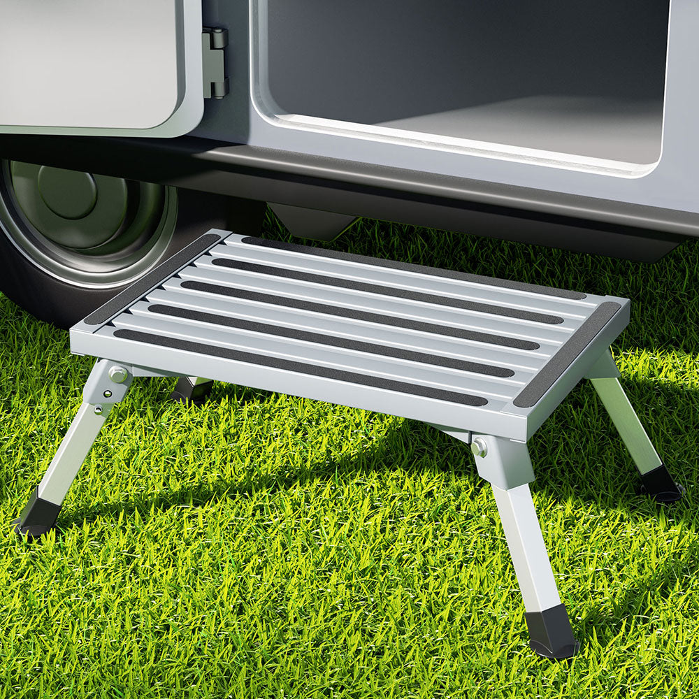 Weisshorn Folding Aluminium Caravan Step – 200kg Weight Capacity