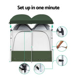 Weisshorn Double Camping Shower Toilet Tent – Portable Outdoor Change Room (Green)
