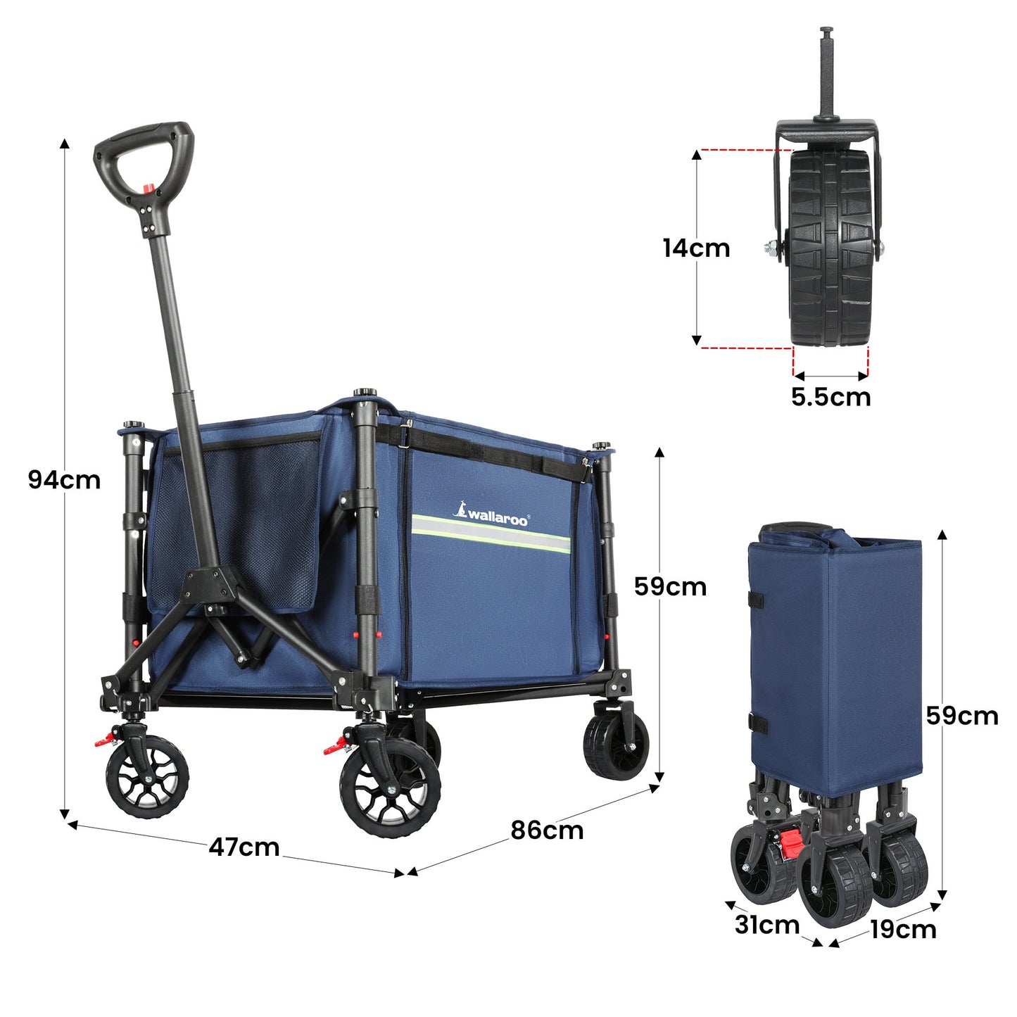 Wallaroo 120L Collapsible Camping Trolley – Built for Big Loads on the Move