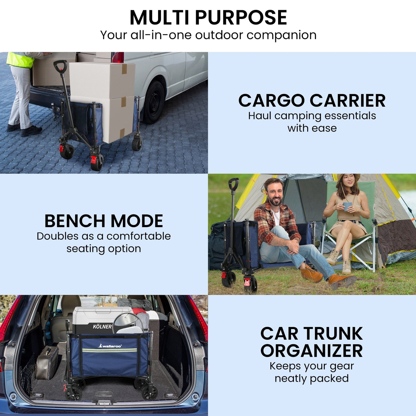 Wallaroo 120L Collapsible Camping Trolley – Built for Big Loads on the Move