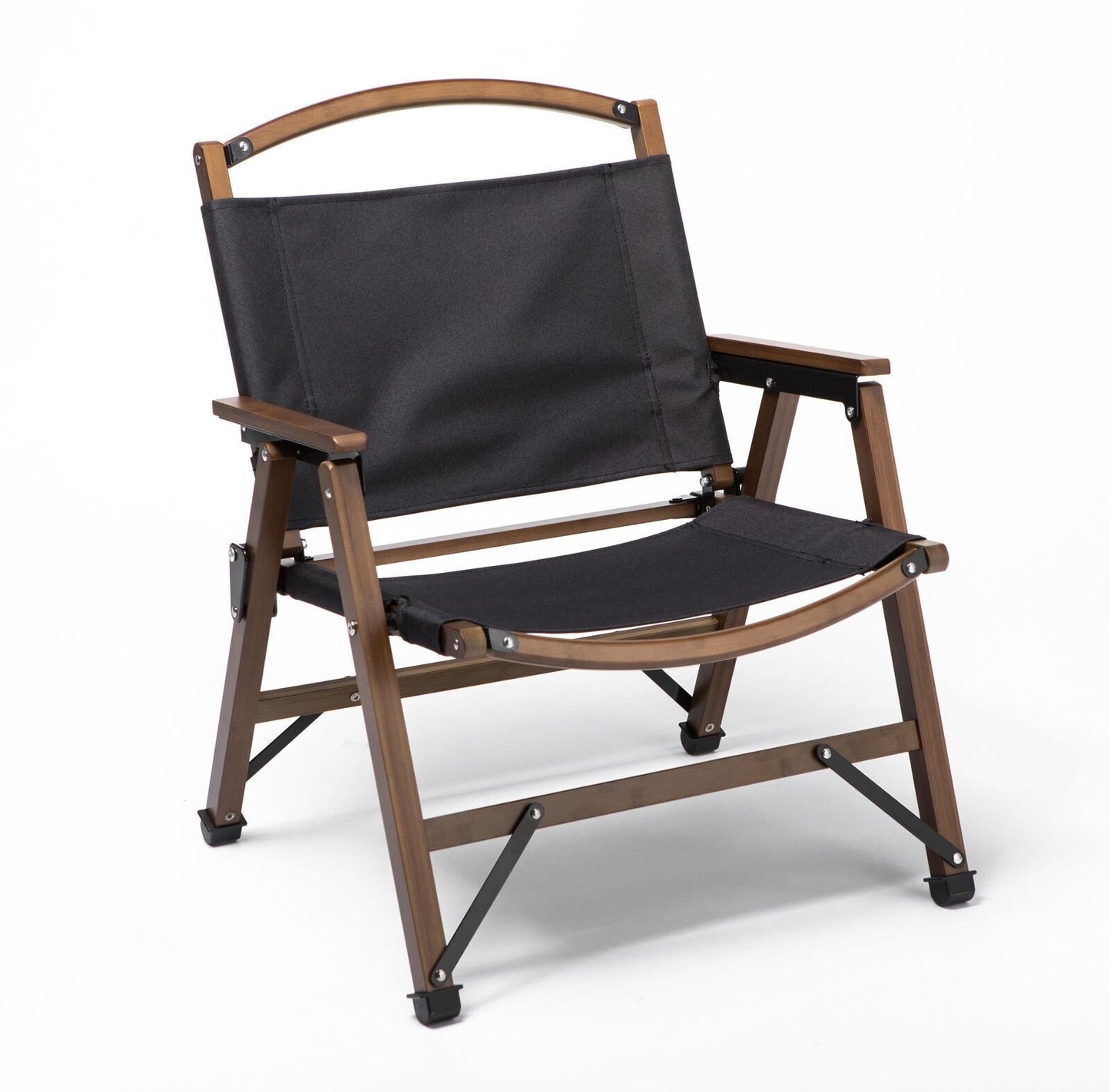 Bamboo Canvas Foldable Outdoor Camping Chair – Black | Stylish & Portable Travel Seating