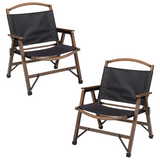 2x Bamboo Foldable Outdoor Camping Chairs – Black | Lightweight, Stylish & Durable