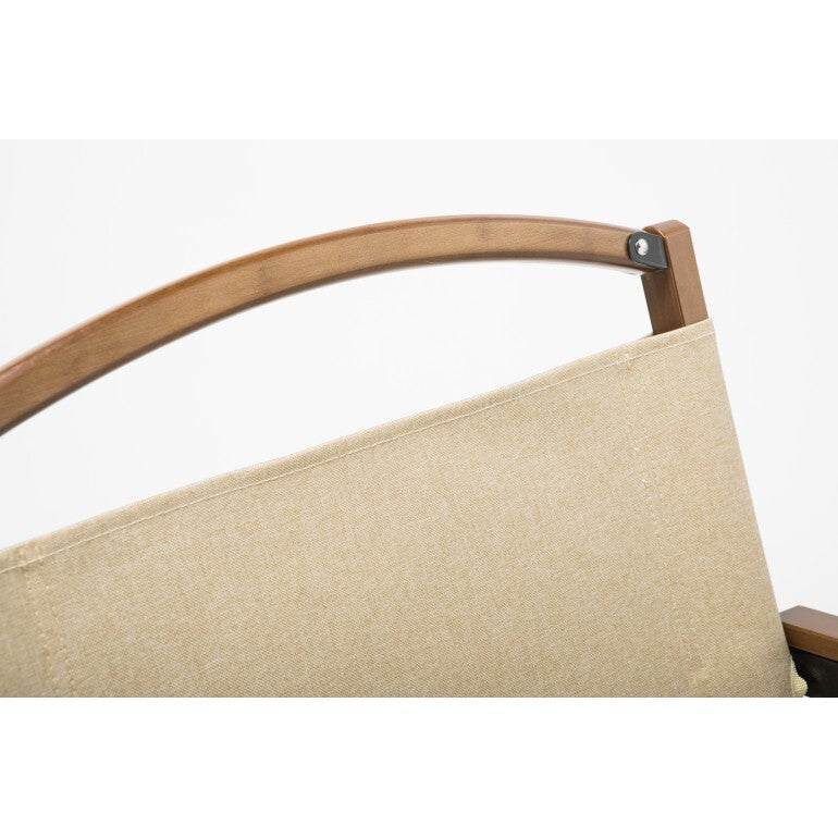 Bamboo Canvas Foldable Outdoor Camping Chair – Khaki/Beige | Stylish & Portable Travel Seating