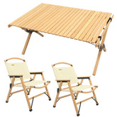2 Chairs & 1 Table Bamboo Camping Set – Portable Outdoor Picnic Furniture