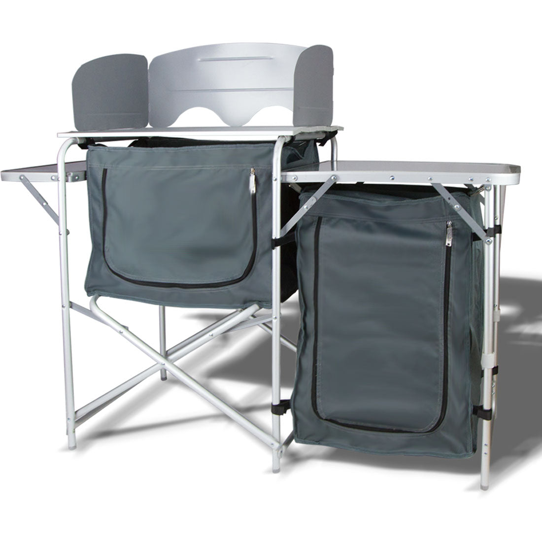 Berger Deluxe Camping Kitchen – Portable Pantry & Cook Station with Windshield
