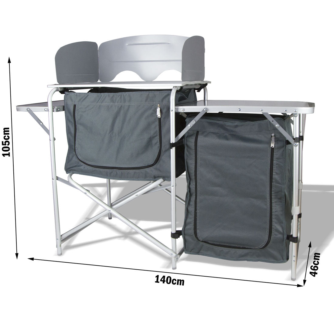 Berger Deluxe Camping Kitchen – Portable Pantry & Cook Station with Windshield