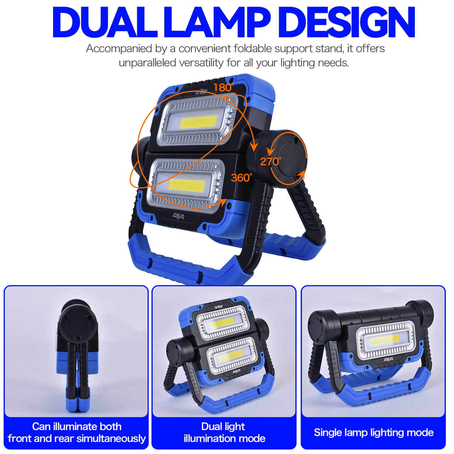 Brillar 600 Lumen 360° Rotating COB LED Work Lamp – Portable, Powerful, and Reliable