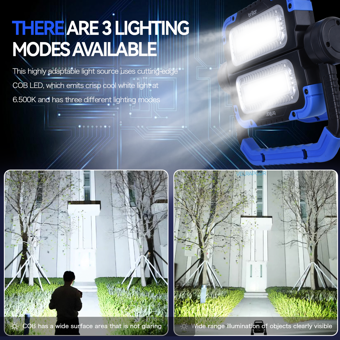 Brillar 600 Lumen 360° Rotating COB LED Work Lamp – Portable, Powerful, and Reliable