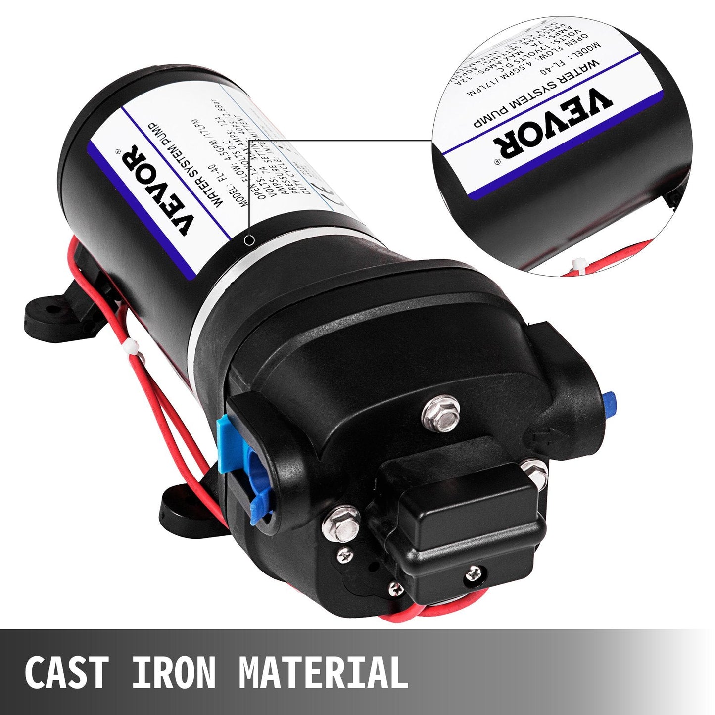 12V Water Pump FL-40 High Pressure 17LPM – Caravan, Boat, Camping, Washdown