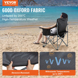VEVOR Camping Chair – Folding, Heavy-Duty, Quad Design with Cooler Bag & Cup Holder