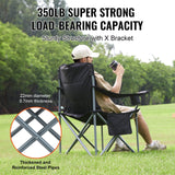 VEVOR Camping Chair – Folding, Heavy-Duty, Quad Design with Cooler Bag & Cup Holder