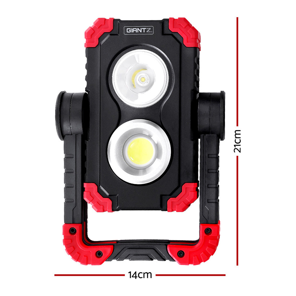 Giantz Rechargeable Work Light – 1000LM LED Folding Torch with USB & Power Bank