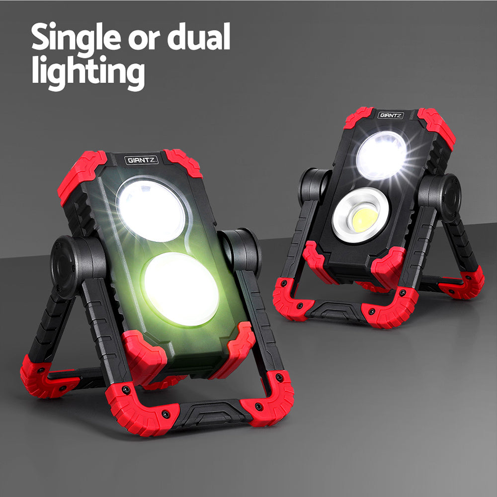 Giantz Rechargeable Work Light – 1000LM LED Folding Torch with USB & Power Bank