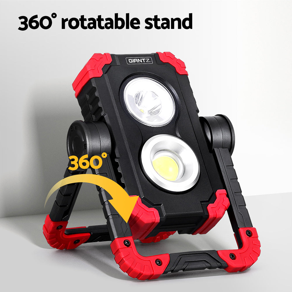 Giantz Rechargeable Work Light – 1000LM LED Folding Torch with USB & Power Bank
