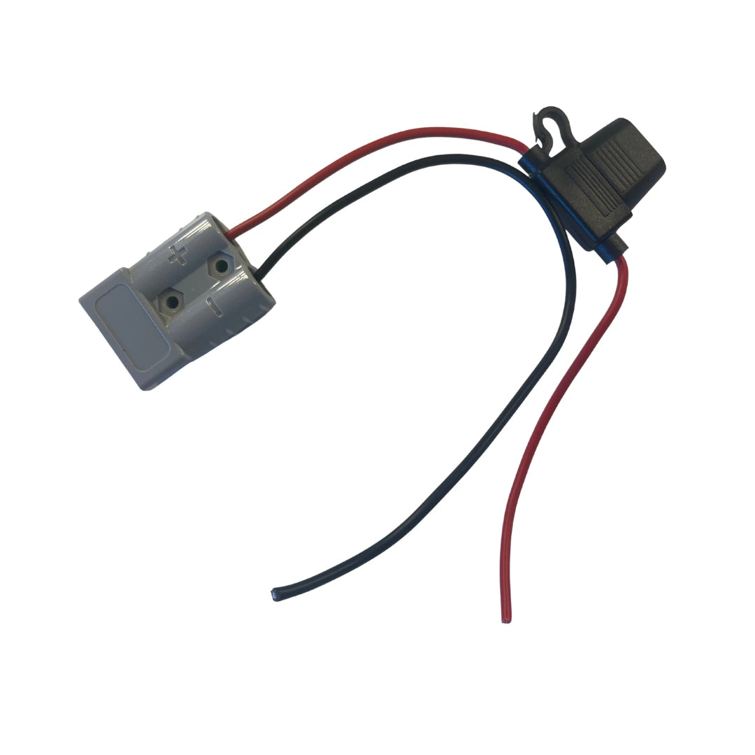 12V Anderson plug with 25cm cable and built-in 15A inline fuse for caravan and 4WD power setups