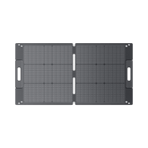 BLUETTI 100W foldable solar panel fully open on white background showing monocrystalline ETFE surface with carry handles on both sides
