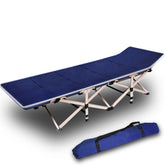 Camping Portable Stretcher Bed with Mattress – Foldable Recliner Mat (Navy)