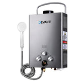 Devanti Portable Gas Water Heater – 8L/Min LPG Outdoor Hot Water Shower System (Grey)