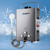 Devanti Portable Gas Water Heater – 8L/Min LPG Outdoor Hot Water Shower System (Grey)
