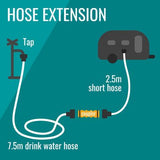 Flat Out 2.5m Drink Water Hose Extension - Optional Brass Coupler