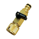Flat Out brass shut-off valve for tank filling and filter flow control compatible with 12 mm snap hose fittings