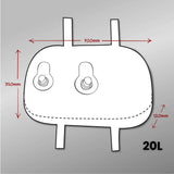 Diagram of Fleximake 20L grey water bladder showing 700 x 350 x 120 mm dimensions