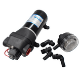 Fleximake 12V high-performance pressure water pump 17L/min with inline filter bowl and fitting kit