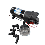 Fleximake 12V high-performance pressure water pump 17L/min with inline filter bowl and fitting kit