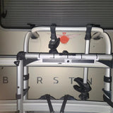 rearview170 solar wireless reverse camera mounted to motorhome bike rack showing flexible mounting options for caravans and motorhomes