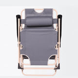 Reclining Sun Lounge Beach Chair – Folding Outdoor Deck Chair with Armrests & Padded Headrest – Grey