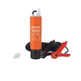 Seaflo submersible pump with clamps on a white background