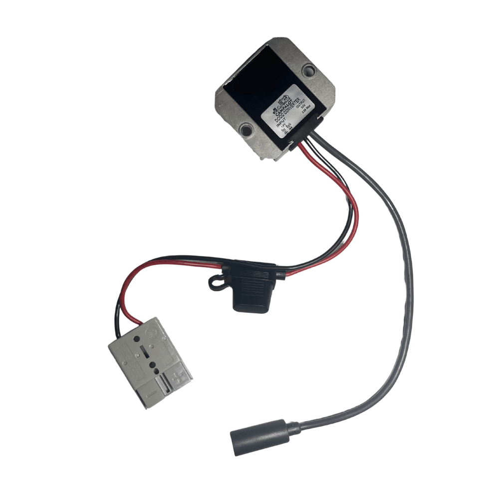 Bottom view of Starlink Mini Anderson Plug Power Supply showing converter label and wiring