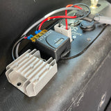Starlink Mini 12V Anderson power converter installed in a 4WD battery setup for off-grid internet