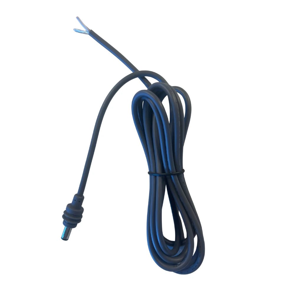 2m Starlink Mini hardwire power cable with waterproof barrel connector and bare wire ends – full length view