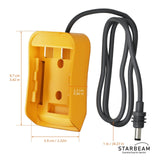 DeWalt 18V Starlink Mini battery adapter dimensions – 8.7cm x 5.9cm x 2.2cm with 1m cable