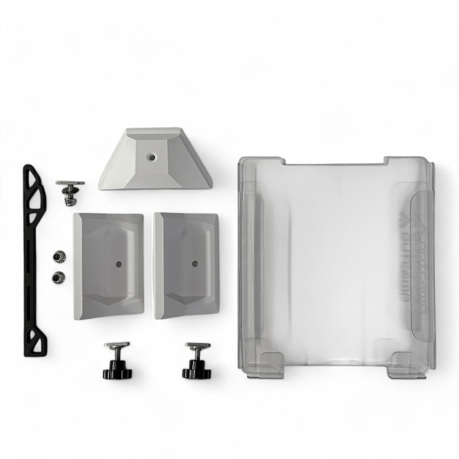 Starlink Roof Rack Mount and components in white